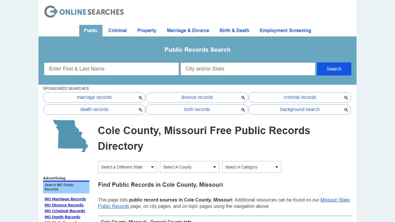 Cole County, Missouri Public Records Directory