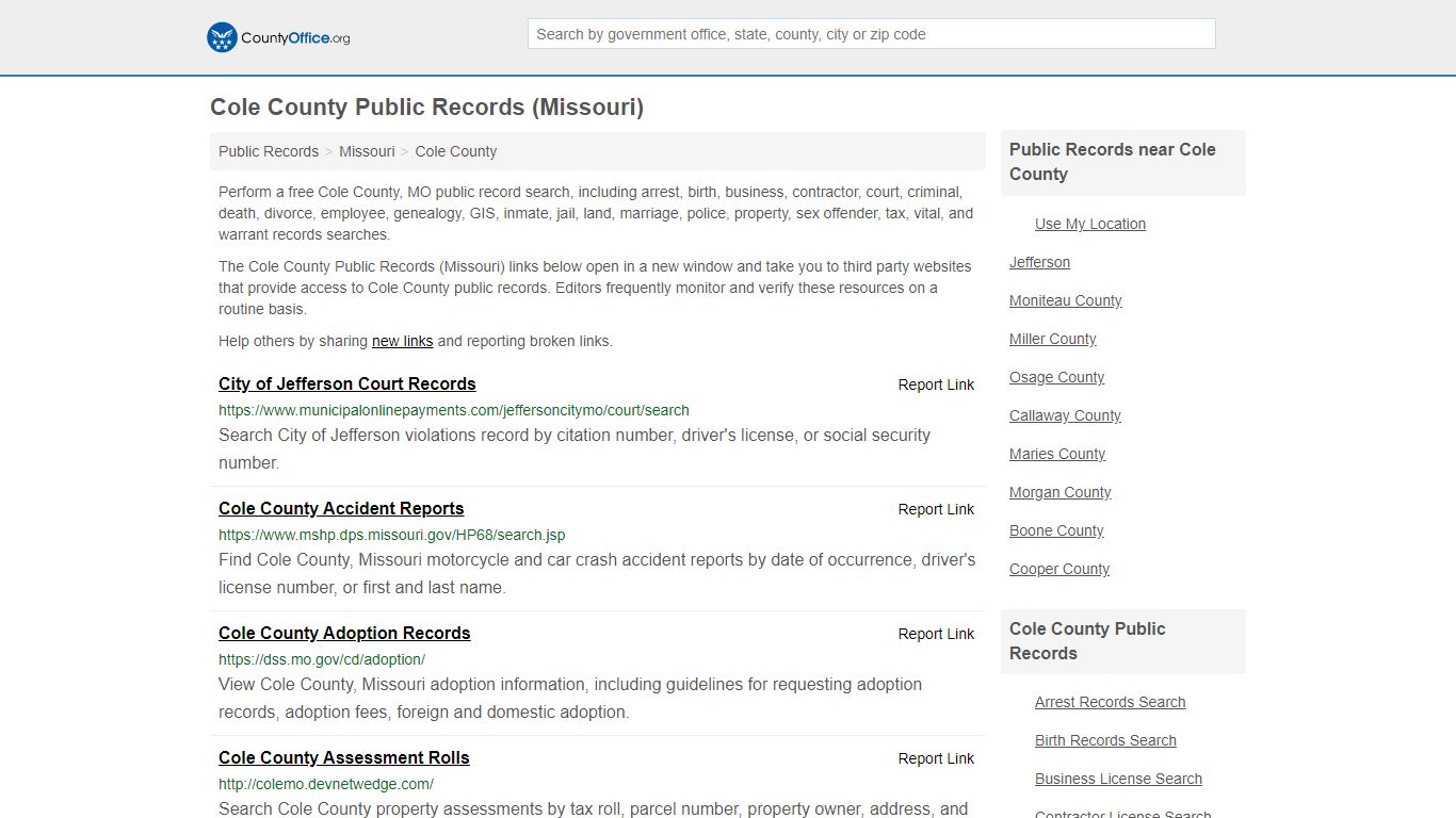 Public Records - Cole County, MO (Business, Criminal, GIS ...